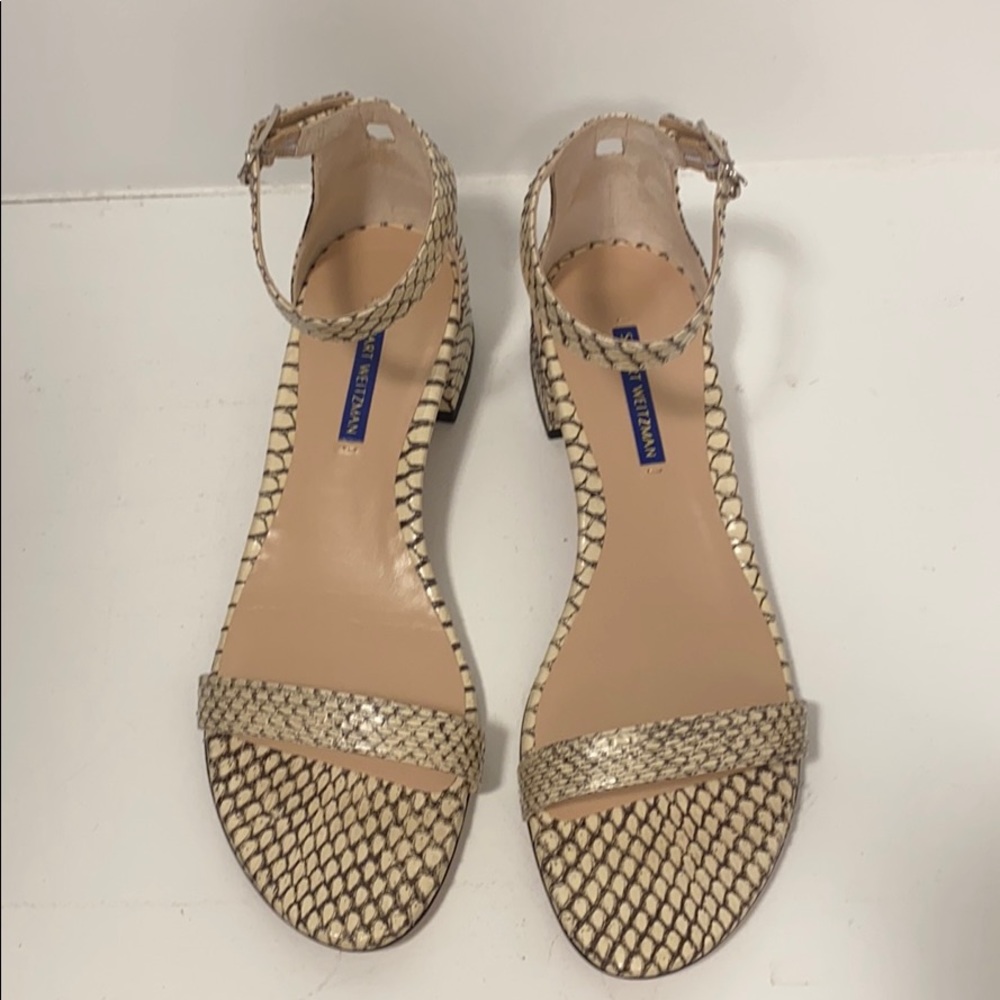 Stuart Weitzman Snakeskin low heel sandal 9.5